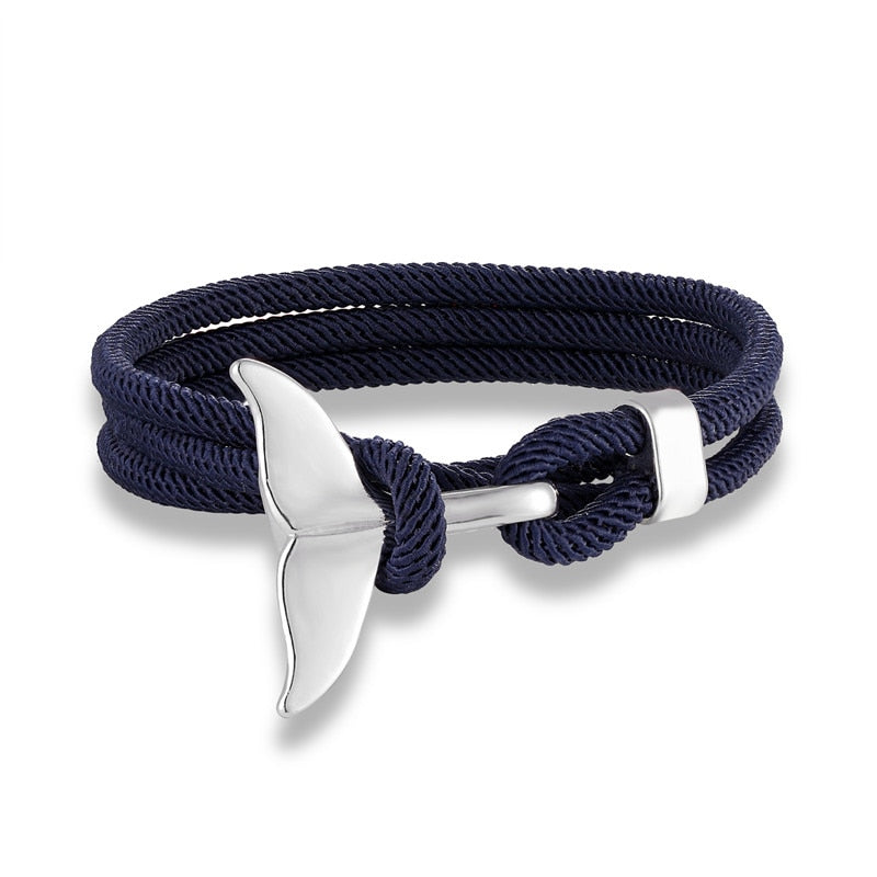 Fashion Whale Tail Anchor Bracelets Men Multilayer Charm