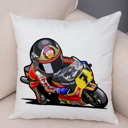 Super Soft Plush Cartoon Sport Motorcycle Pillow