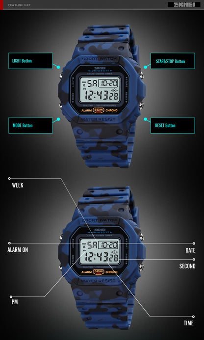 Multifunctional Digital Sport Watch Men 2 Time