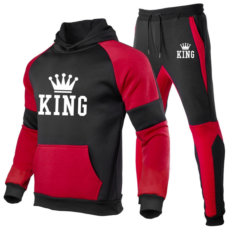 King Tracksuit Men Sets Winter Hoodies Pants 2 Piece Running Hoodies Men Autumn Sweatshirt Sport Joggers Sweatpants Suit Male