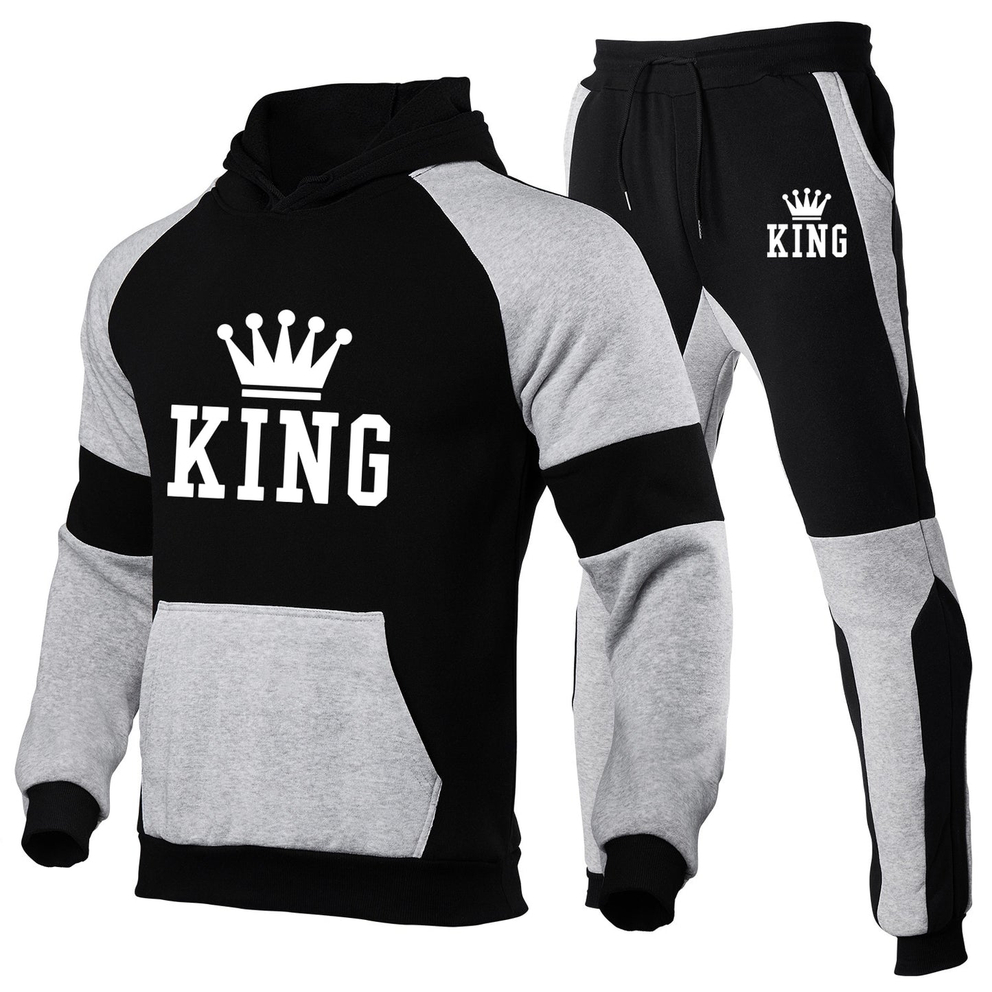 King Tracksuit Men Sets Winter Hoodies Pants 2 Piece Running Hoodies Men Autumn Sweatshirt Sport Joggers Sweatpants Suit Male