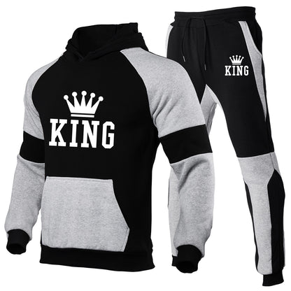 König Trainingsanzug Männer Sets Winter Hoodies Hosen 2 Stück Laufende Hoodies Männer Herbst Sweatshirt Sport Jogger Jogginghose Anzug Männlichen