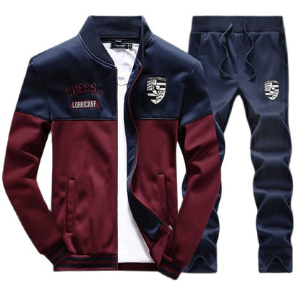 Tracksuits Men Polyester Sweatshirt Sport Fleece 2023 Gyms Spring Jacket + Pants Casual Men's Track Suit Sportswear Fitness