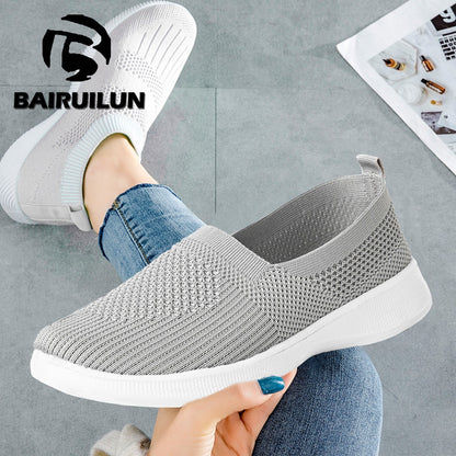 Sommer Damenschuhe gestrickte Socke Damen Turnschuhe Slip on Schuhe leichte Wohnungen Damen Sportschuhe plus Größe Slipper plus Größe