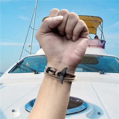 Fashion Whale Tail Anchor Bracelets Men Multilayer Charm