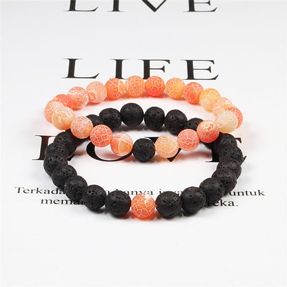 Set Bracelet Couples Distance Lava Stone Tiger Eye