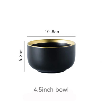 Black Dinnerware Set Ceramic Plates Dishes Plates and Bowls Set Food Plate Salad Soup Bowl Tableware Set for Restaurant