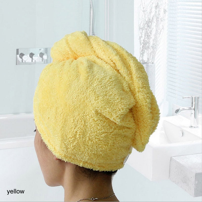 23*60cm 1 Pc Quick Dry Towels Microfiber Fabric Dry Hair Hat Shower Cap Lady Turban Bath Towel Absorbent