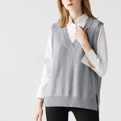 V-neck Knitted Sweater Vest Women 2023 New Korean Cashmere Loose Vest