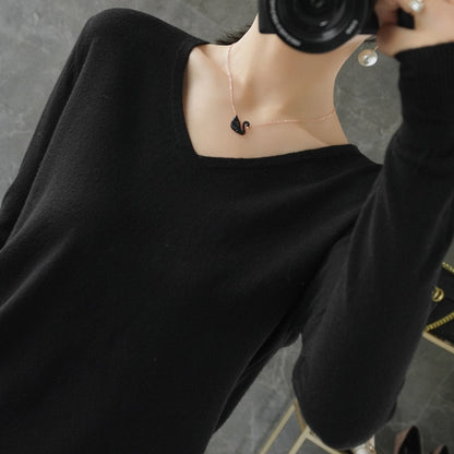 V-neck Knitwear Long Sleeve Loose Cashmere Sweater