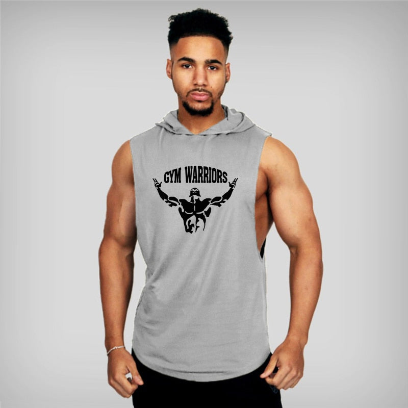 Brand Gym Clothing Mens Bodybuilding Hooded Tank Top