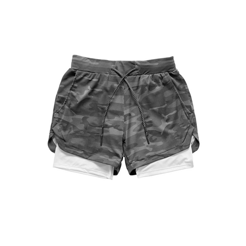 Running Camo Shorts Men 2 In 1 Double Deck Quick Dry GYM