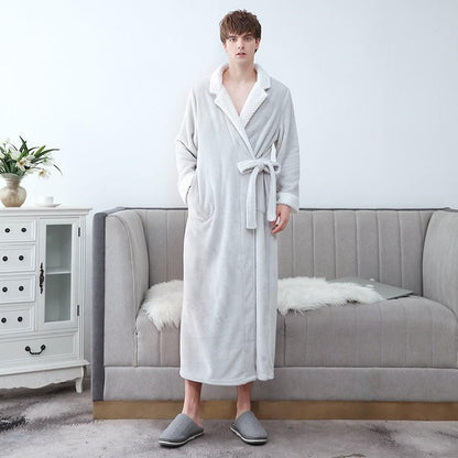 Plus Größe 3XL Männer Robe Winter Flanell Weiche Kimono Kleid Liebhaber Ultra Große Lange Bademantel Nachtwäsche Dicke Warme Frauen Nachtwäsche