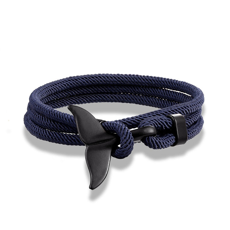 Fashion Whale Tail Anchor Bracelets Men Multilayer Charm