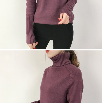 Frauen Rollkragen Pullover Reine Farbe Lose Neue Trend