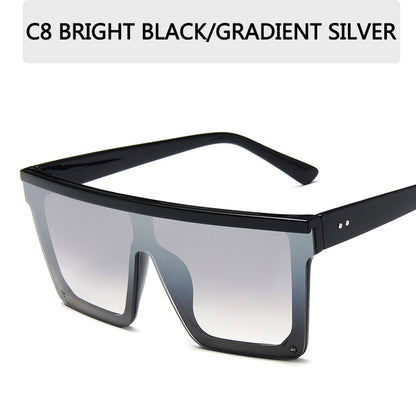 Vintage Male Flat Top Sunglasses Men Brand Black Square Shades UV400 Gradient Sun Glasses For Women Cool One Piece Designer