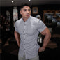 Men Fashion Casual Short Sleeve Solid Shirt Super Slim Fit