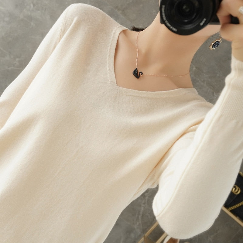 V-neck Knitwear Long Sleeve Loose Cashmere Sweater