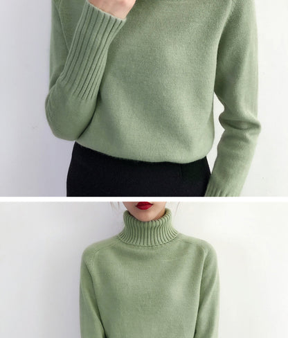 Frauen Rollkragen Pullover Reine Farbe Lose Neue Trend