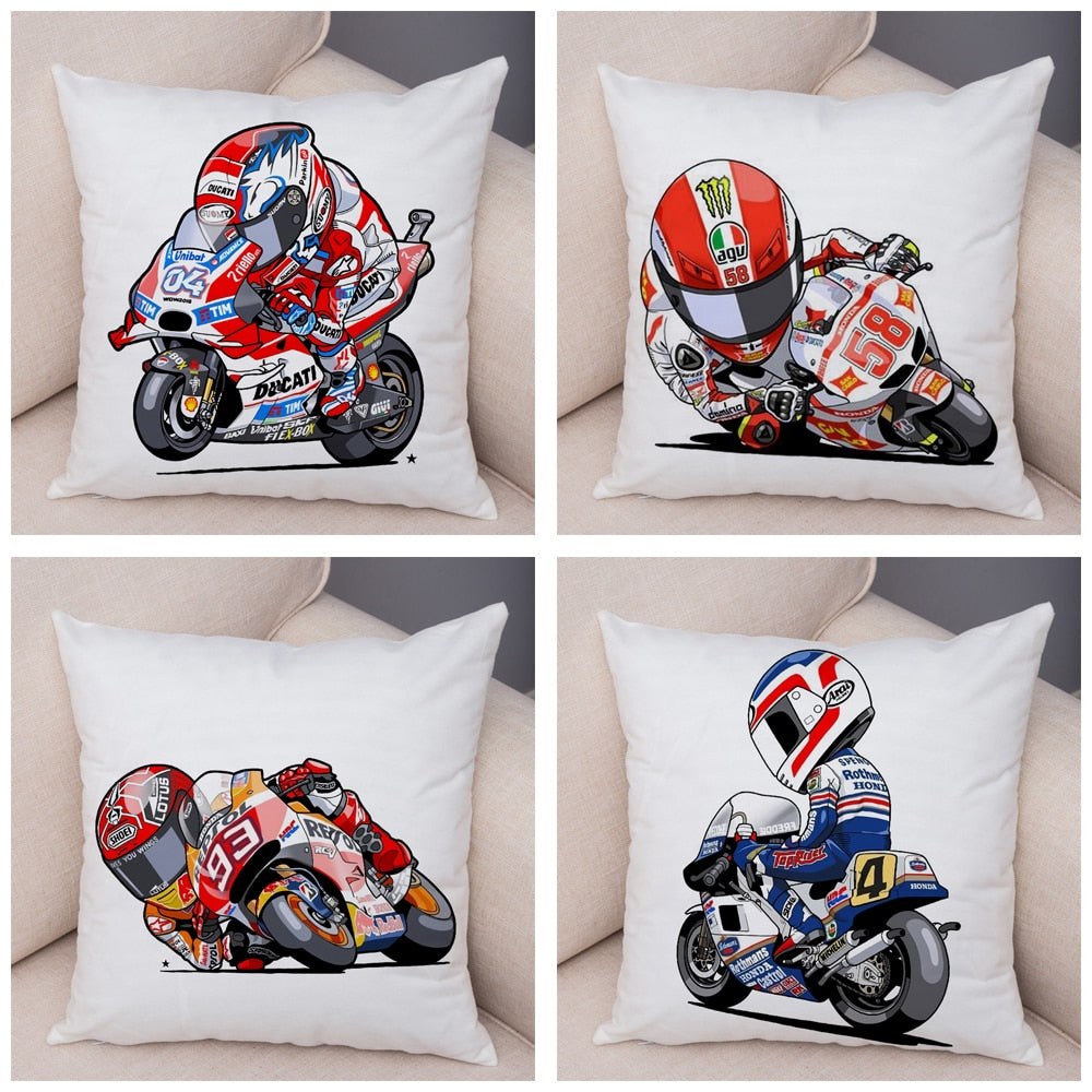 Super Soft Plush Cartoon Sport Motorcycle Pillow