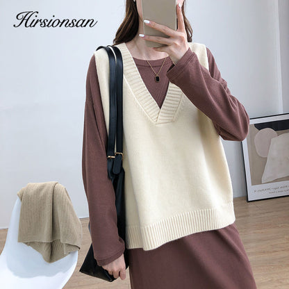 V-neck Knitted Sweater Vest Women 2023 New Korean Cashmere Loose Vest