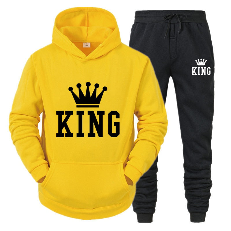 König Trainingsanzug Männer Sets Winter Hoodies Hosen 2 Stück Laufende Hoodies Männer Herbst Sweatshirt Sport Jogger Jogginghose Anzug Männlichen