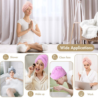 Microfiber Hair Towels Wrap for Women Curly Hair Spa Turban Fast Hair Drying Towel Bath Shower Cap Quick Dry Towel for Head