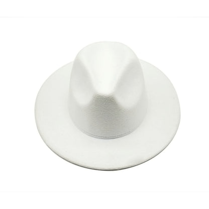 Autumn Winter Women Felt Hat Fedoras Big Brim Hats For Women British Style Vintage Church Hats Lady Flat Brim White jazz cap