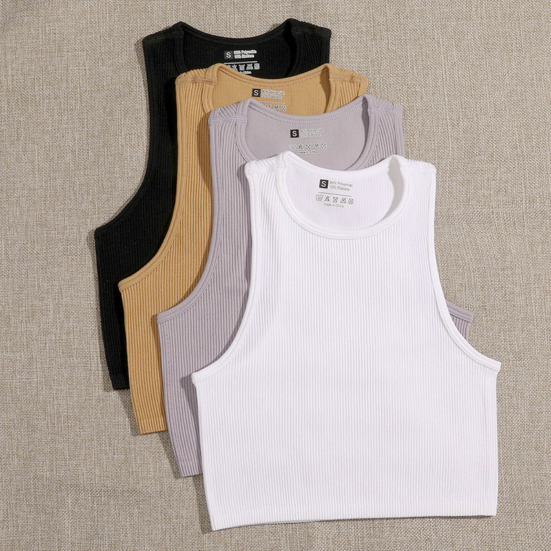 Crop Top Women Solid Basic T-shirts Vest Seamless Streetwear