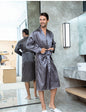 Groomsman Robe Summer Casual Nightwear V-neck Kimono Yukata Bathrobe Gown Men Silk Satin Nightgown Sleepwear Home Clothes Xxl