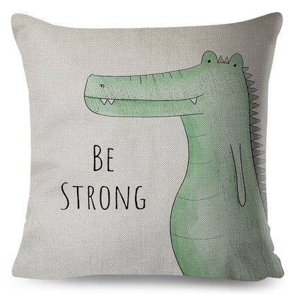 Nordic Style Be Brave Zebra Hippo Giraffe Pillow Case Decor Cute Animal Cushion Cover for Sofa Lion Fox Polyester Pillowcase