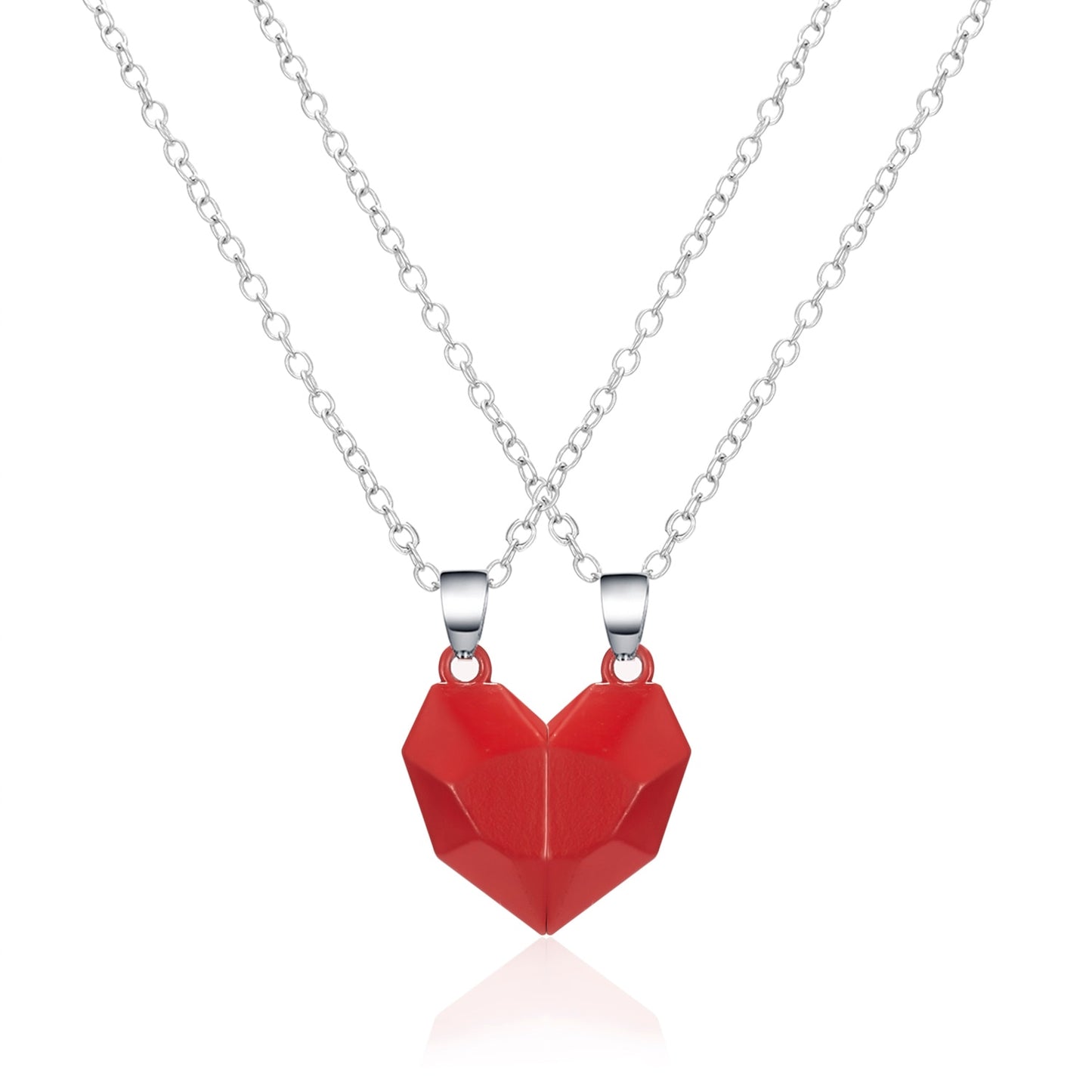 2Pcs Magnetic Couple Necklace Lovers Heart Distance Paired Pendant Projection Necklaces For Women Jewelry Valentine's Day Gift