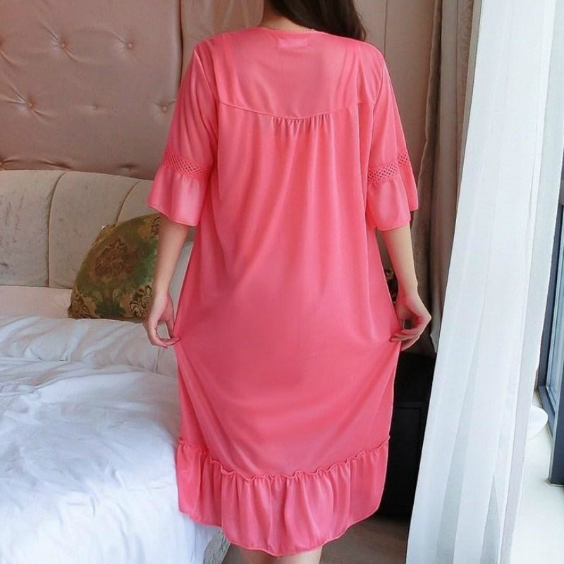 Robe Gown Sets Women 2pcs Solid Ice-silk Trendy Casual Lace Up Home Popular 3XL Loose Sleepwear Sexy Thin Womens Women Bathrobe Chic