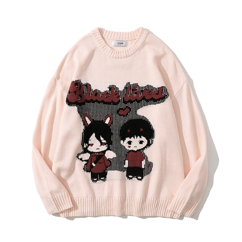 Oversized Japanese Anime Cartoon Knitted Unisex Sweater Tops
