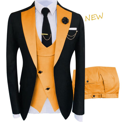 New Costume Homme Popular Clothing Luxury Party Stage Men's Suit Groomsmen Regular Fit Tuxedo 3 Peice Set Jacket+Pant+Vest