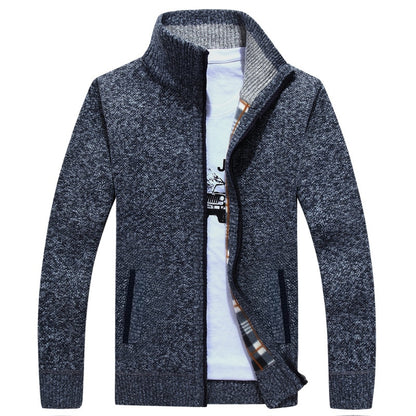 Autumn Winter Men's Sweater Coat Faux Fur Wool Sweater Jackets