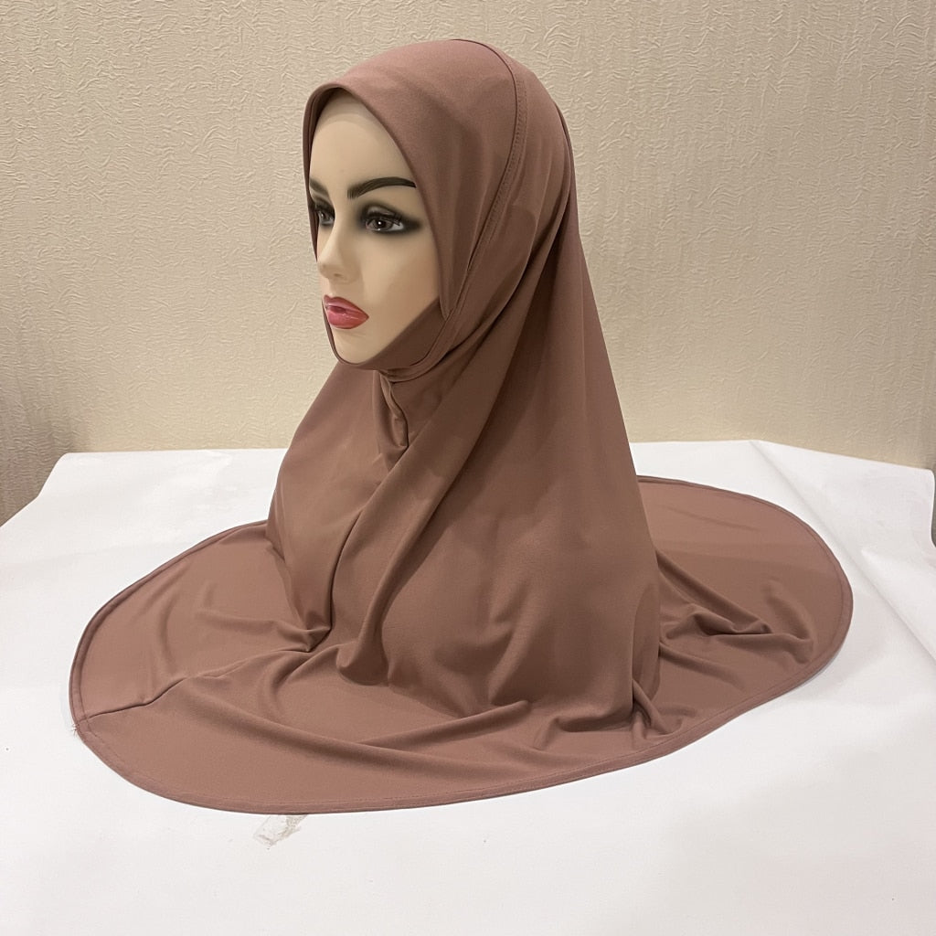 H124 plain big size muslim hijab with chin part top quality Hijab