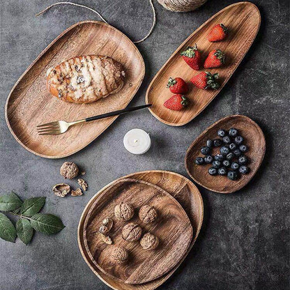 Whole Wood Lovesickness Wood Irregular Oval Solid Wood Pan Plate Fruit Dishes Saucer Tea Tray Dessert Plate Tableware Set