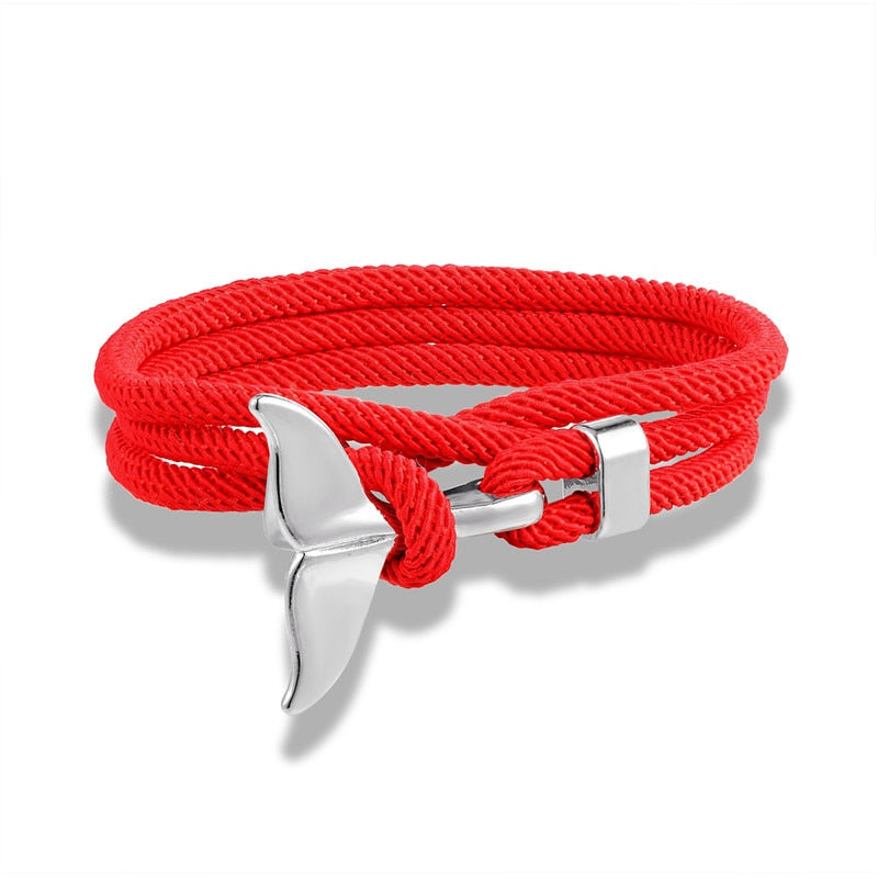 Fashion Whale Tail Anchor Bracelets Men Multilayer Charm