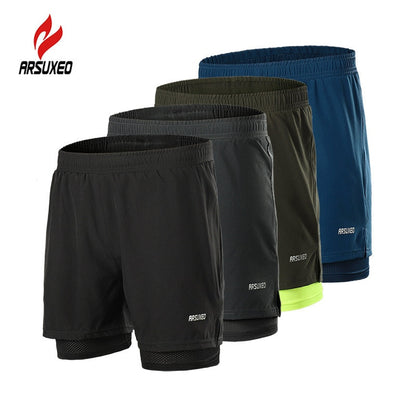 2 In 1 Men Running Pants Reflective Quick Dry Compression Jogging