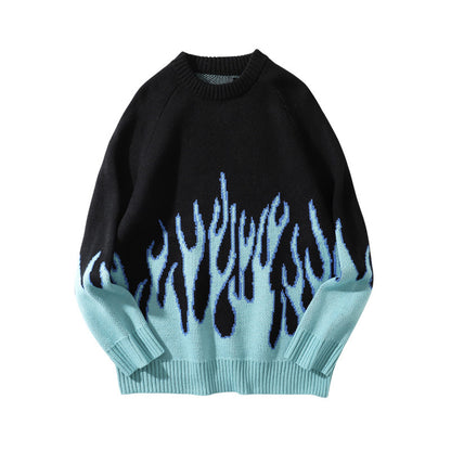 Blue Flame Sweater Me Winter Streetwear men