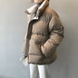 Women Winter Jacket Streetwear Polyester Zipper Straight 3 Solid Color Padded Coat Warm