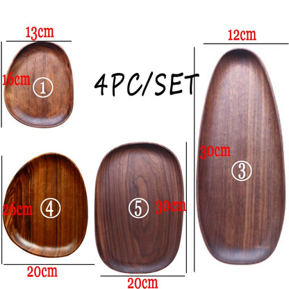 Whole Wood Lovesickness Wood Irregular Oval Solid Wood Pan Plate Fruit Dishes Saucer Tea Tray Dessert Plate Tableware Set