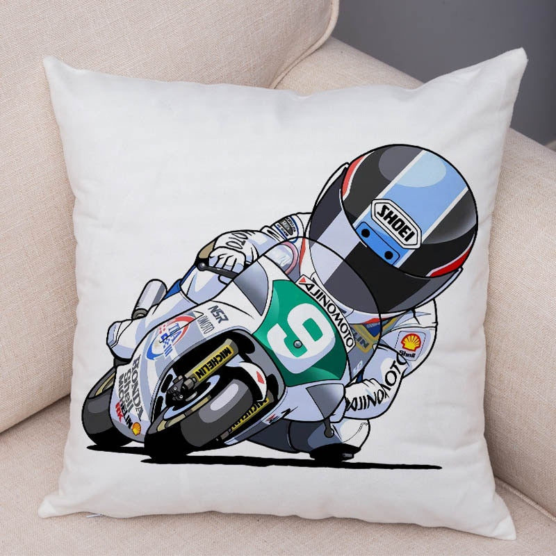 Super Soft Plush Cartoon Sport Motorcycle Pillow