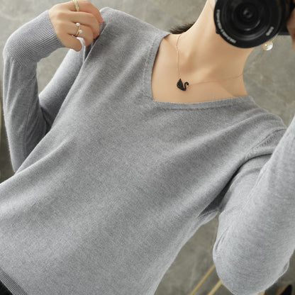 V-neck Knitwear Long Sleeve Loose Cashmere Sweater