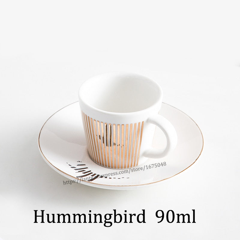 Creative Horse Anamorphic Cup Mirror Reflection Cup Hummingbird Mug Luycho Coffee Tea Set With Coaster 90ml-220ml