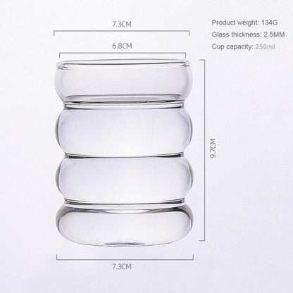 Creative Glass Cup Heat-resistant Tumbler Drinkware Tea Juice Milk Coffee Mug Home Water Glasses Ripple Mug 250ml