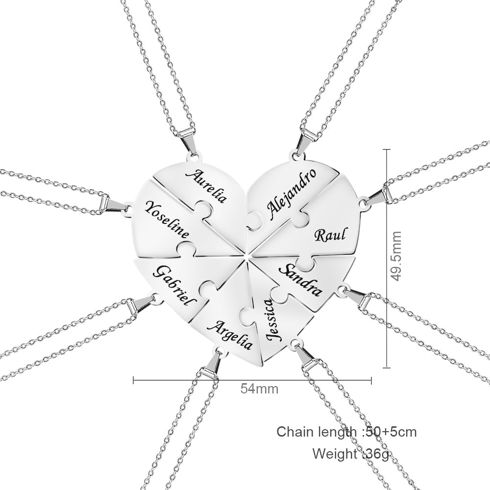 Nach Namen Herz Halskette Herz Puzzle Halskette Gravierte Namen Verwirrt Herzen Anhänger-senden namen per chat