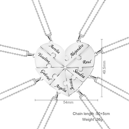 Nach Namen Herz Halskette Herz Puzzle Halskette Gravierte Namen Verwirrt Herzen Anhänger-senden namen per chat