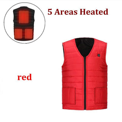 Autumn winter Smart heating Cotton Vest 9 area Heated v-neck